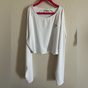Gymshark white cropped long sleeve, medium